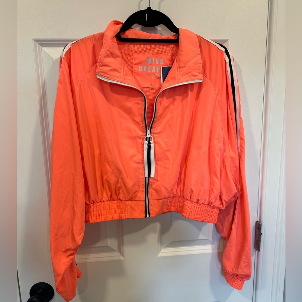 Bright pink cropped windbreaker new with tags